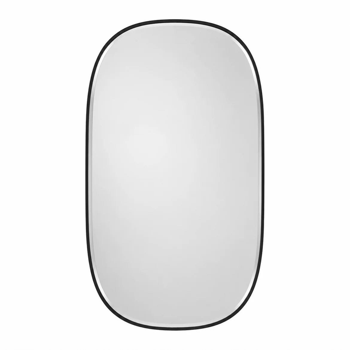 Espelho oval Marbella com moldura preta, visto de frente