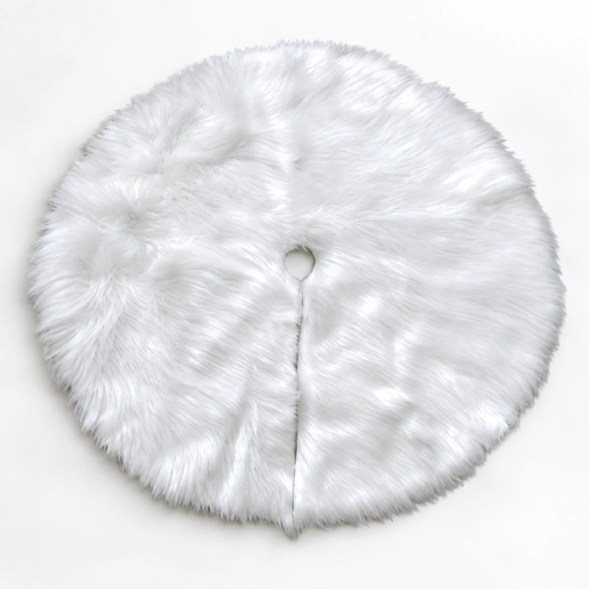 Saia para árvore de Natal Asiago em pelúcia branca, redonda, em fundo branco