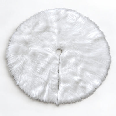 Saia para árvore de Natal Asiago em pelúcia branca, redonda, em fundo branco