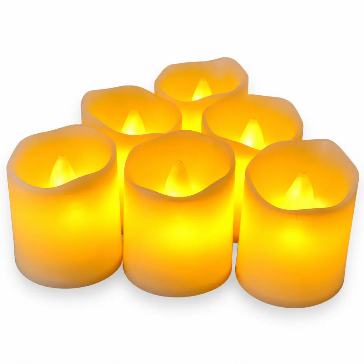 Kit 6 velas de LED Campiglio acesas em fundo branco