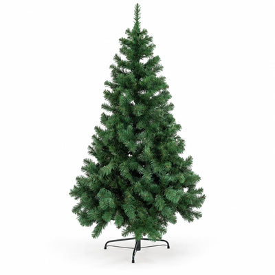 Árvore de Natal pinheiro verde 1,50 m com 300 galhos e pé de ferro Cervinia, sem enfeites, em fundo branco