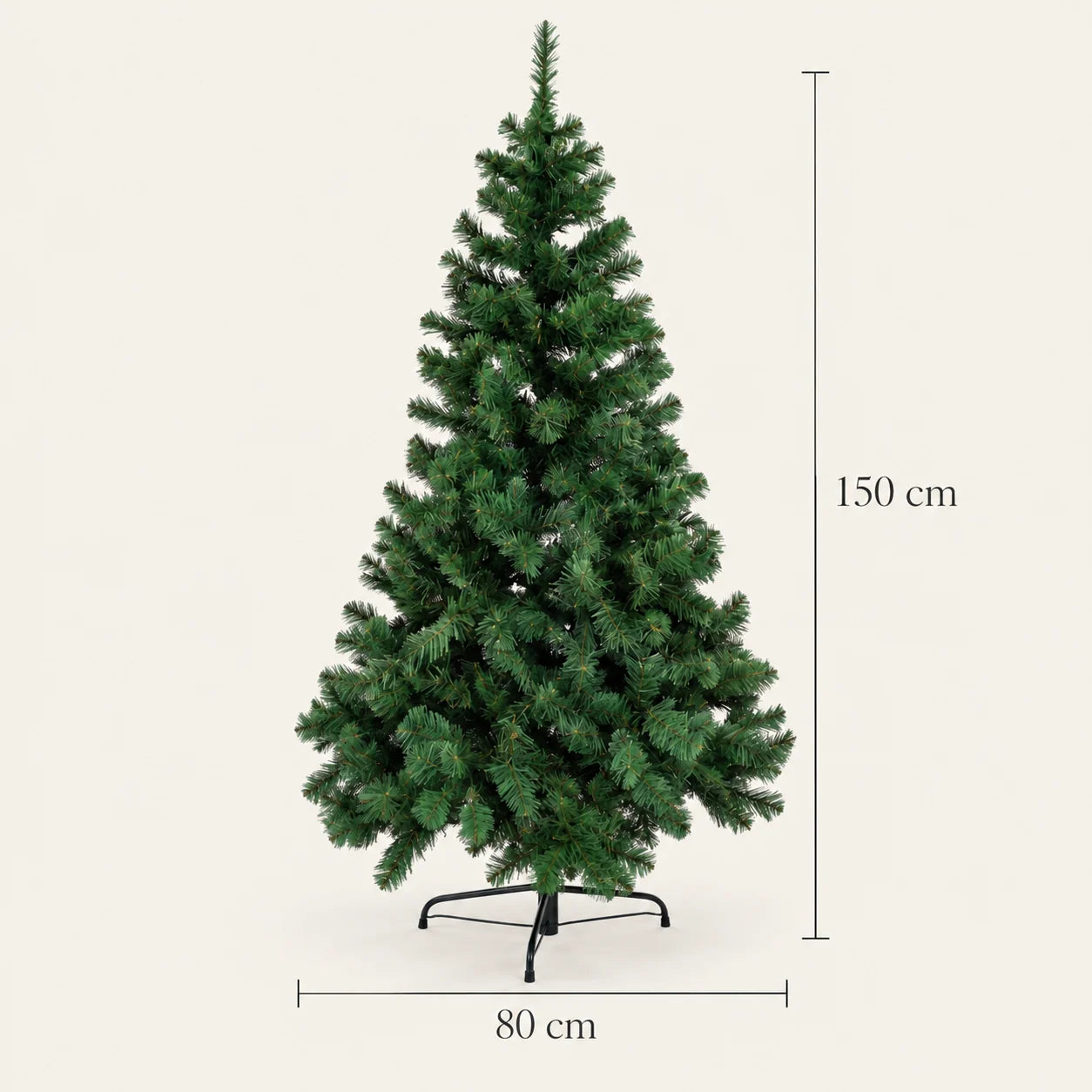 Medidas da árvore de Natal Cervinia: 150 cm de altura e 80 cm de diâmetro