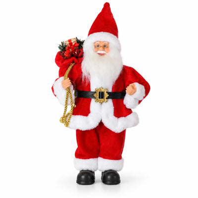 Papai Noel decorativo Livigno de 30 cm com casaco vermelho e branco, em fundo branco