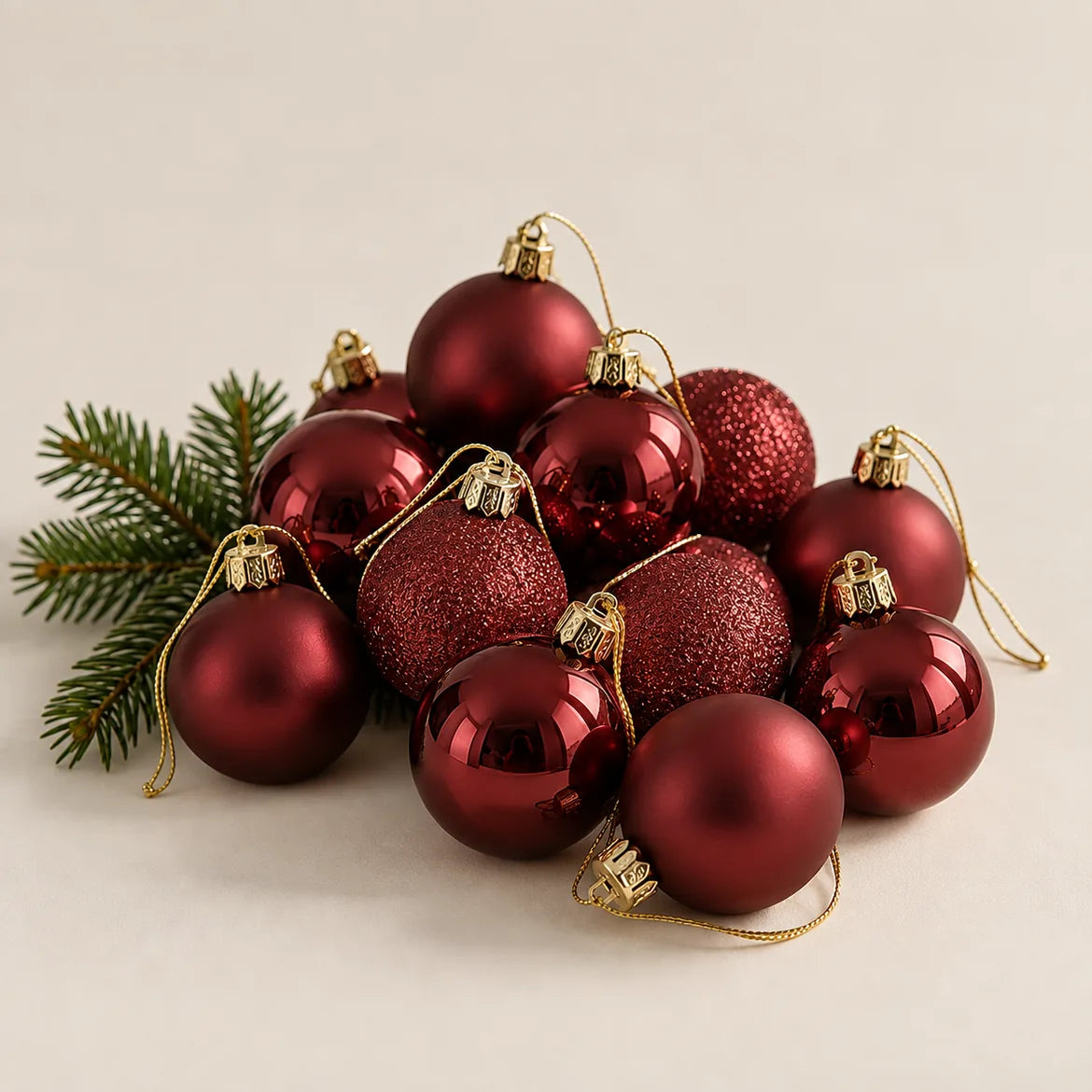 Kit de bolas de Natal Merano vermelhas de 4 cm em brilho, fosco e glitter