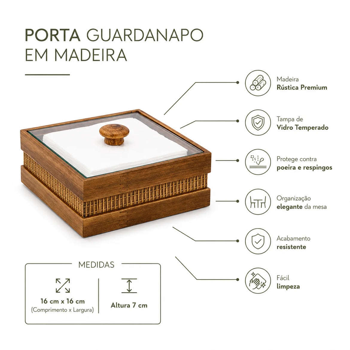 Medidas do Provence: 16 x 16 cm e 7 cm de altura