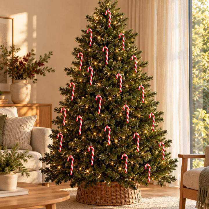 Árvore de Natal cheia com 20 bengalas de doce vermelho e branco Pinzolo