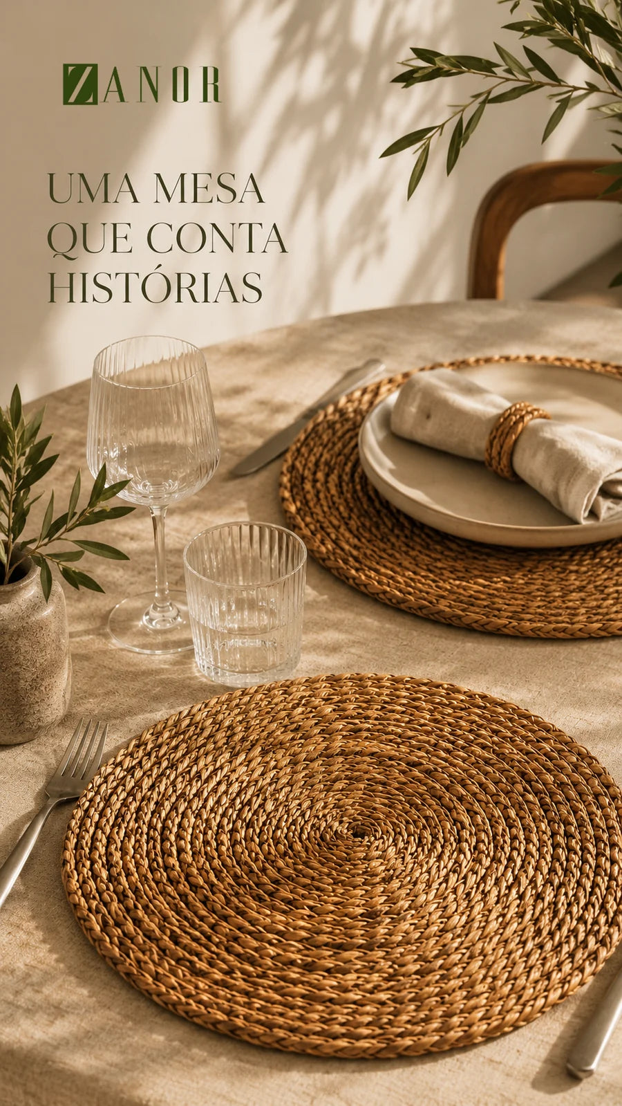 Uma mesa que conta histórias — mesa posta com os jogos americanos Toscana