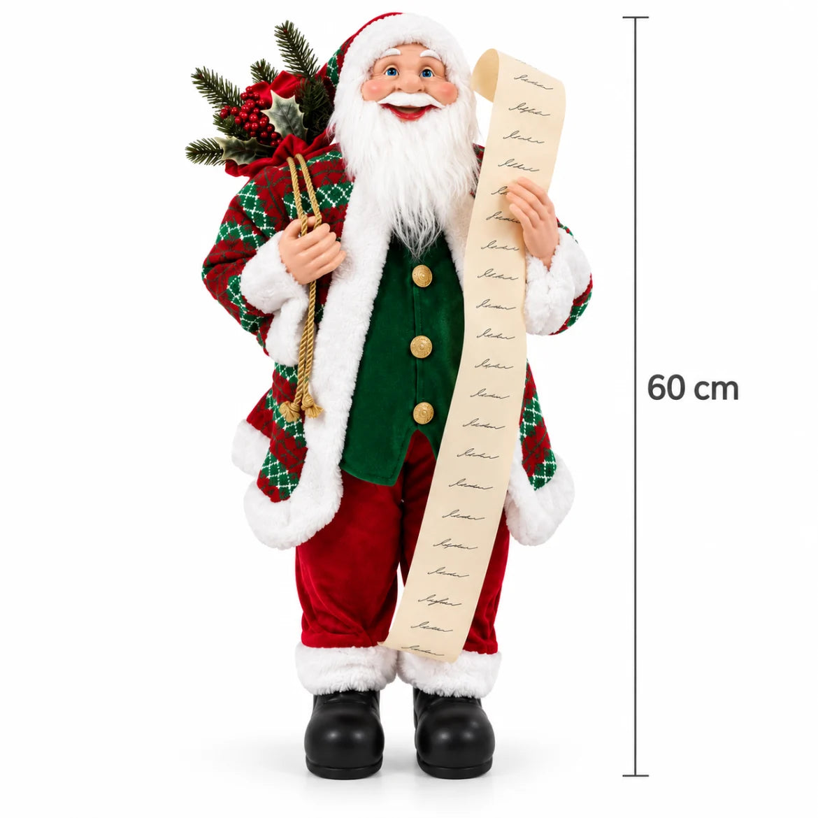 Medidas do Papai Noel Tarvisio: 60 cm de altura